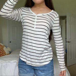 White Striped Long Sleeve Top